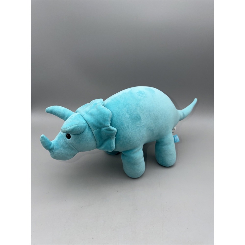 Manhattan Toy Velveteen Dino Spike Triceratops Weighted Blue Dinosaur Plush 18"